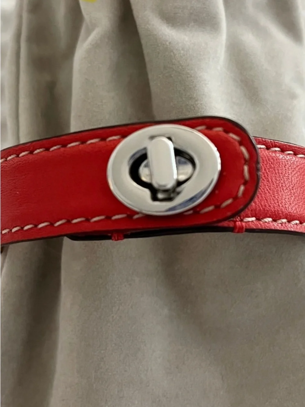 Coach Red Leather Strap with Silver-Tone Eyelet